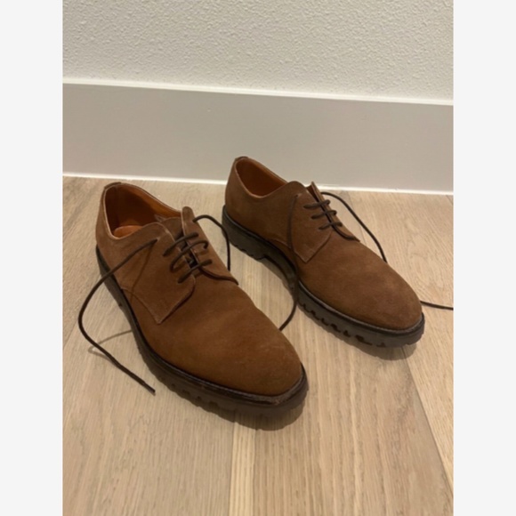 Paul Stuart Men 8D Trinity Blucher Chestnut Brown Suede Leather Made in England main image 7